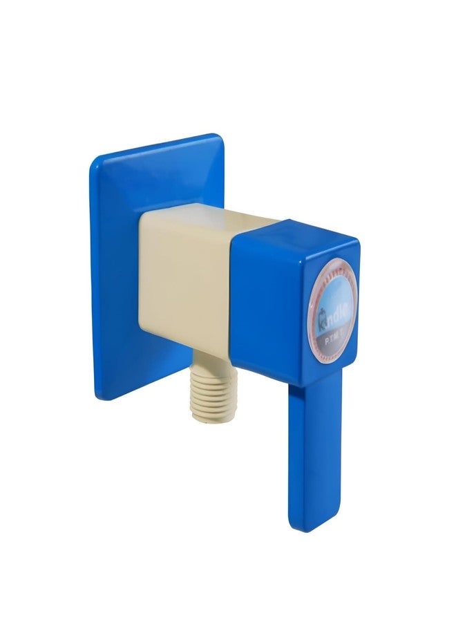 NEW WARE PVC Angle Cock with Wall Flange - Square Blue Plastic Valve for Bathroom, Wash Basins, Kitchen Sink - Angular Stop Cock for Hot and Cold Water - Image 1